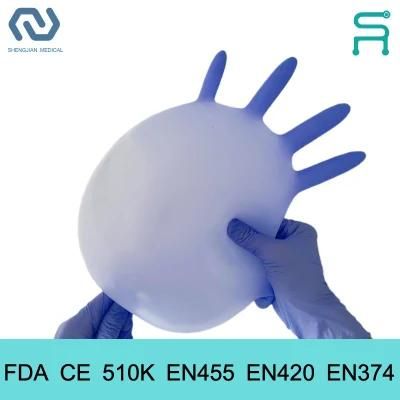 En455 En420 510K Powder Free Disposable Nitrileexamination Gloves