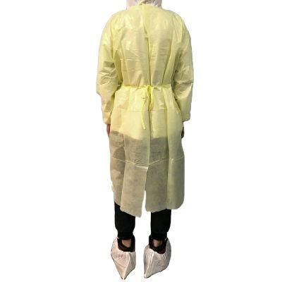 Civilian Disposable Yellow PP PE Isolation Gowns with Elastic Bands