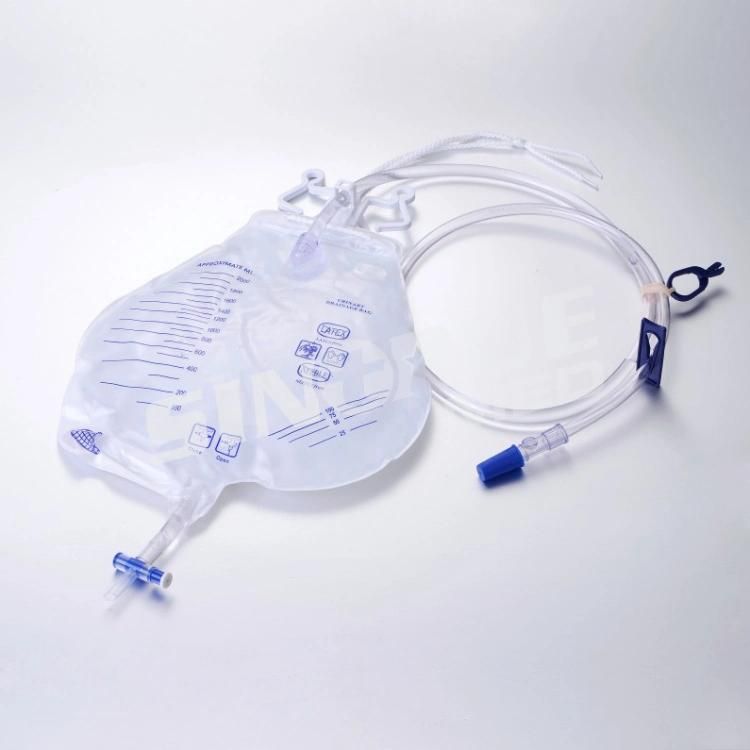Universal Double-Hook and Rope Hanger Urinary Drainage Bag for Hospital