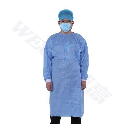 High Quality Non Woven Sterile Isolation Disposable Blue Surgical Medical Gown