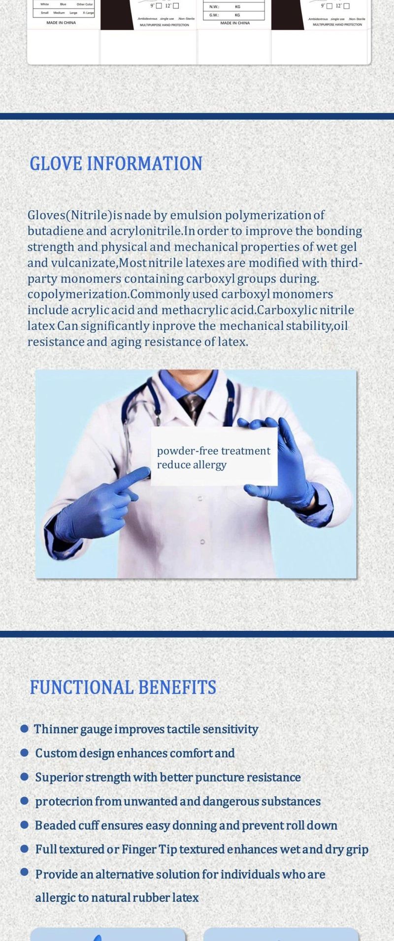 Disposable Blue Nitrile Gloves Powder Free