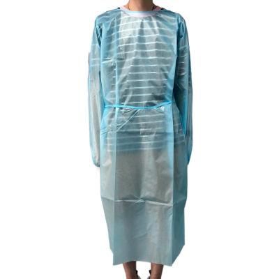 Wholesale Disposable Isolation Gown 30GSM 45GSM 65GSM Waterproof Apron White/Blue Level 2