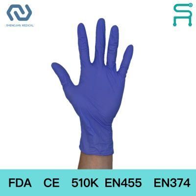 FDA CE Disposable Nitrile Gloves 510K En455 Powder Free Nitrile Gloves