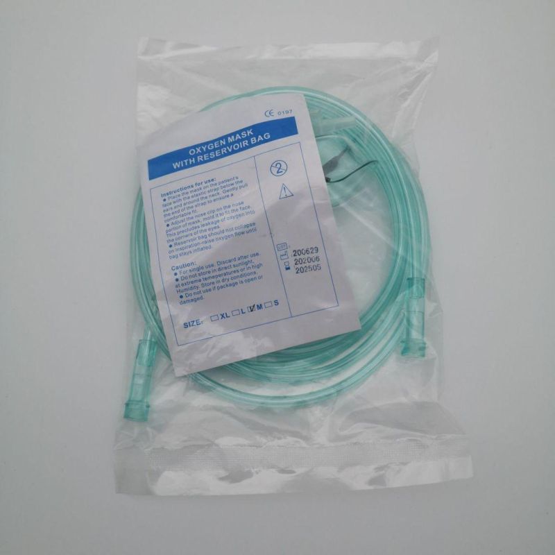 Adult Standard Disposable Medical PVC Adjustable Venturi Oxygen Mask with Tubing and Adjustable Nose Clip