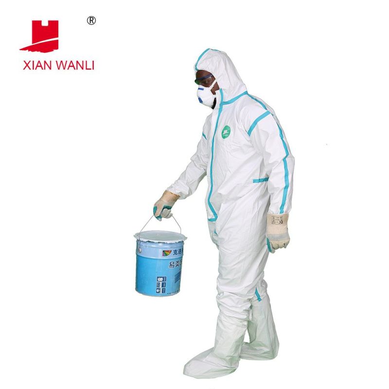 Type 4/5/6 Sf Microporous Heat Sealing Taped Disposable Coverall for Protection