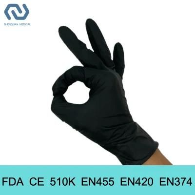 FDA CE Black Powder Free Disposable Examination Gloves
