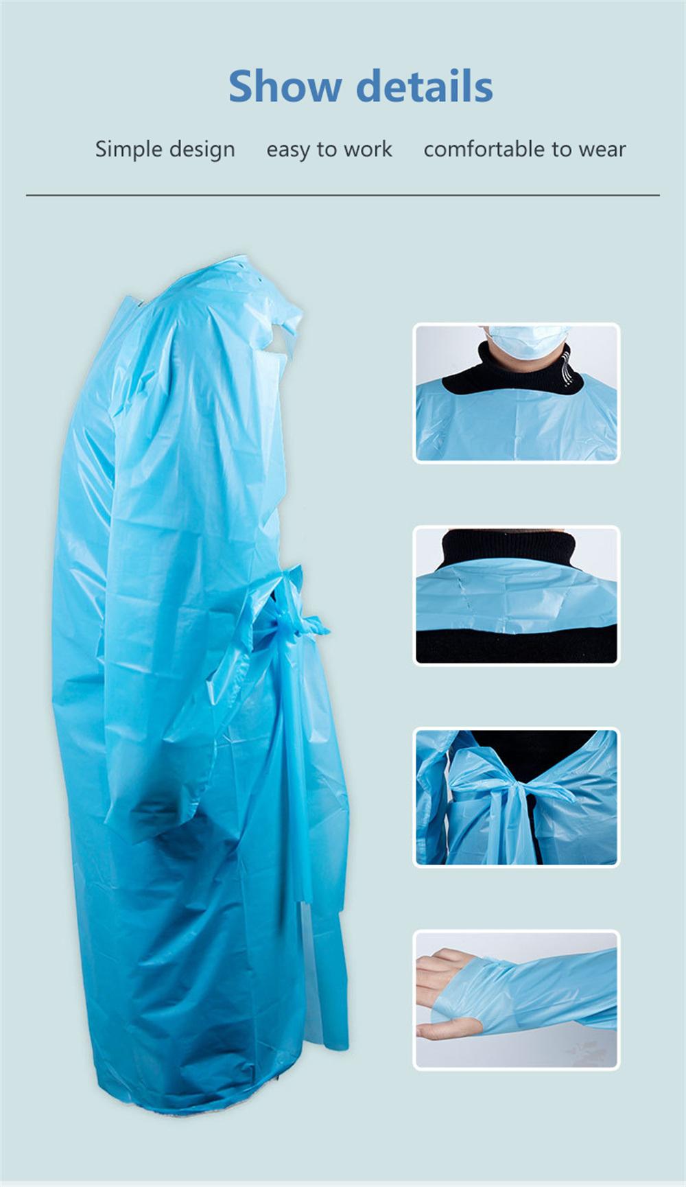 Plastic Surgicalwaterproof Isolation Gown CPE Apron with Sleeves