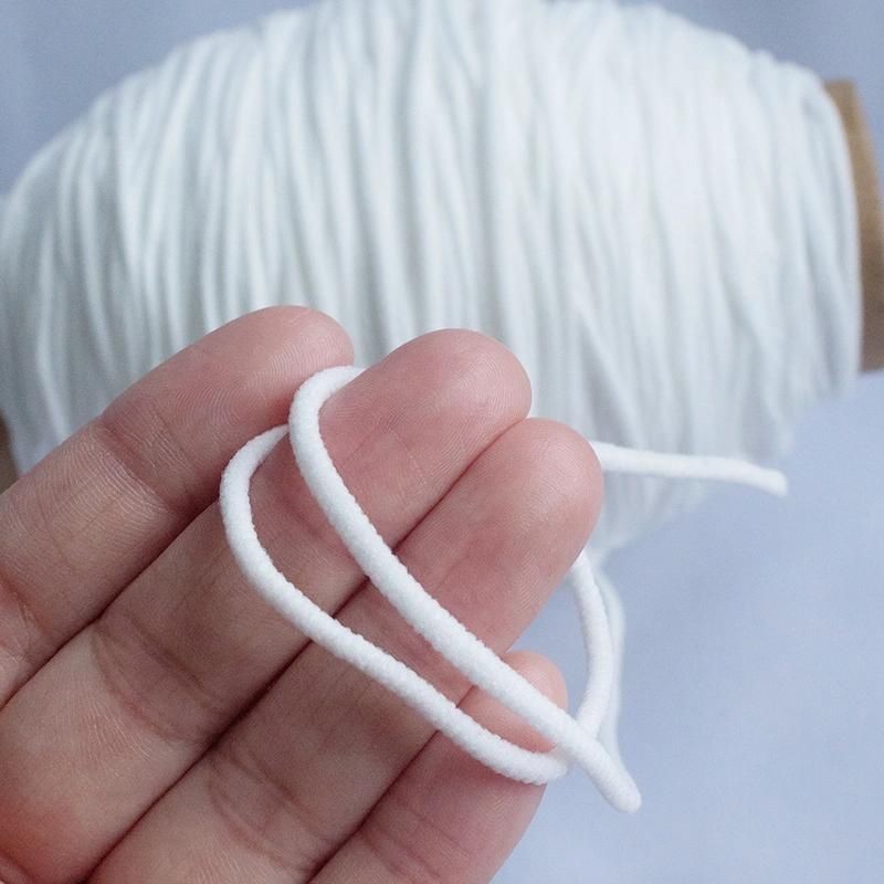 White Black Colorful Earloop for Face Mask 2.5mm 3mm 5mm 7mm Elastic Ear Loop White Black Colorful Earloop