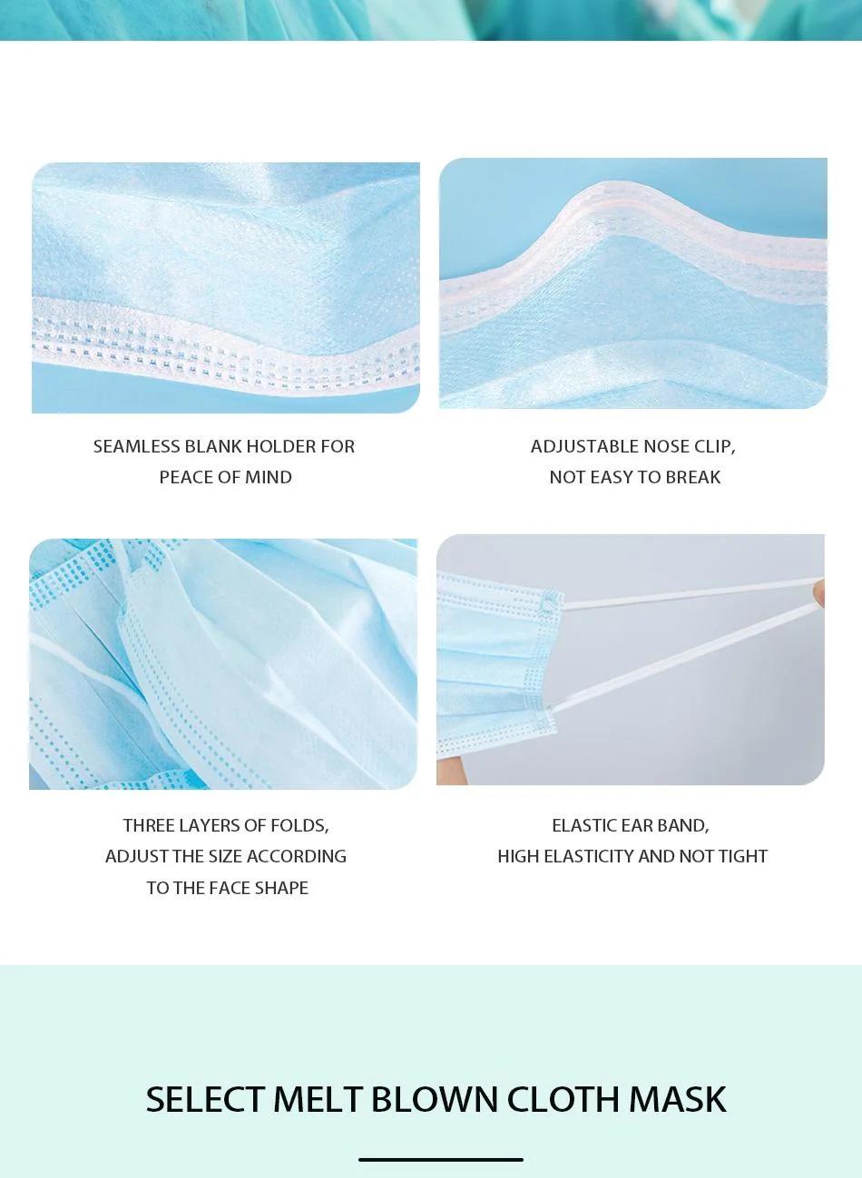 Direct Factory Three-Layer Disposable Blue Medical Mask