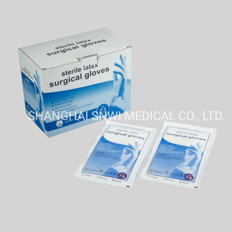 Disposable Medical Grade Sterile Latex Surgical Gloves Used in Hospital