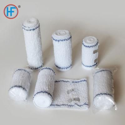 Mdr CE Approved Elastic Cotton Crepe Bandage Sports Ankle Surgical Dressing Blue Line Crepe Bandage