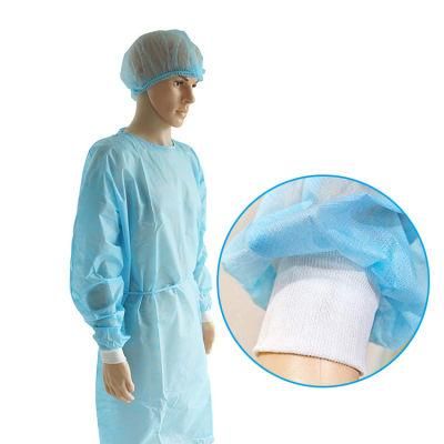 Waterproof Hospital Cheap Non Woven Disposable Knit Cuff Medical Isolation Gowns