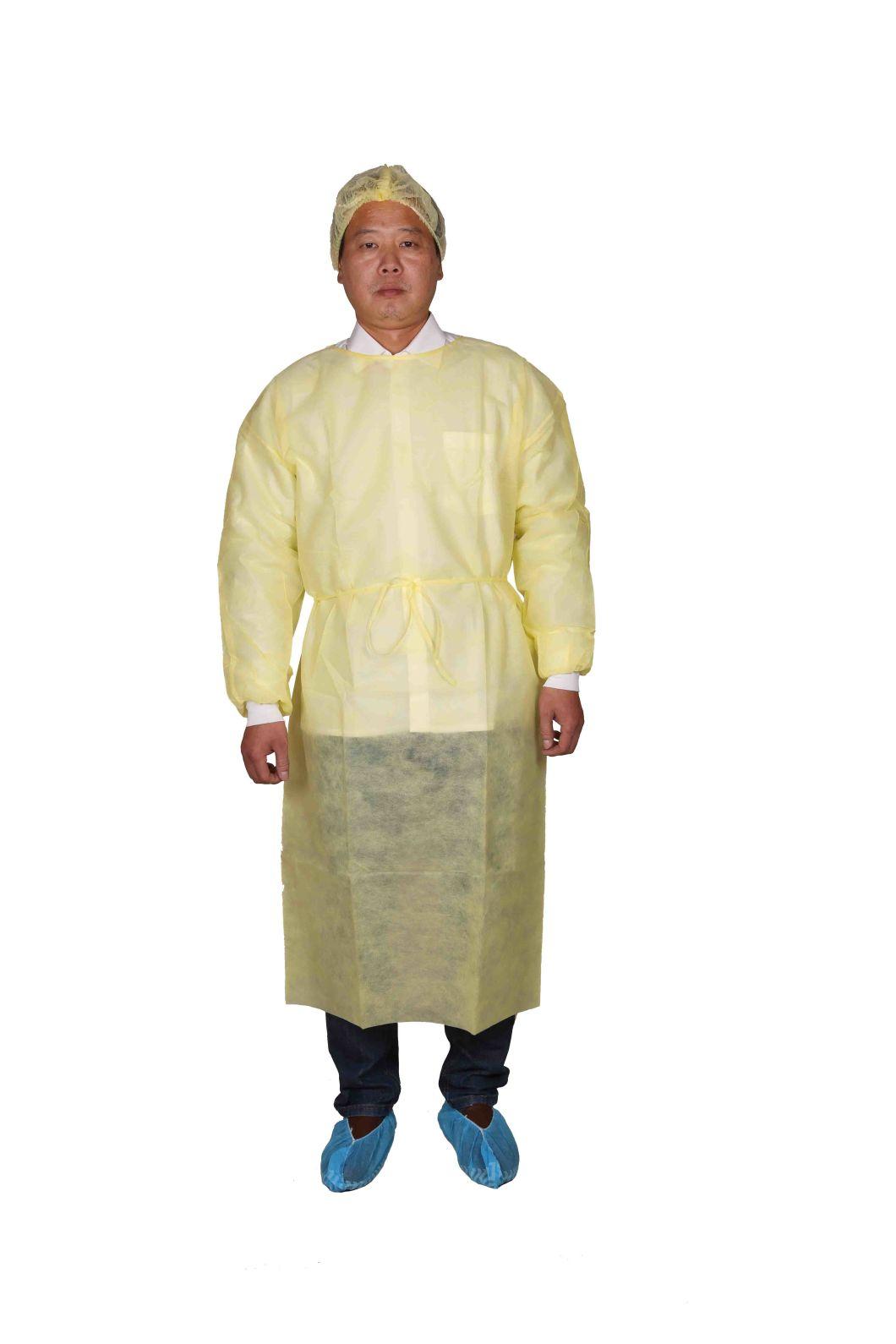 Disposable Gown Ultrasonic Welding SMS Surgical Gown with Tie Yellow Color