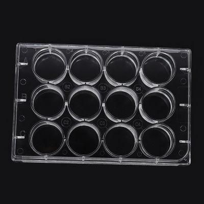 Transparent PS Flat Bottom 12 Well Cell Culture Plate Disposable