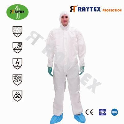 CE En14126 Hospital Protective Medical Mircroporous Anti-Virus Working Disposable Type 5/6 Coverall