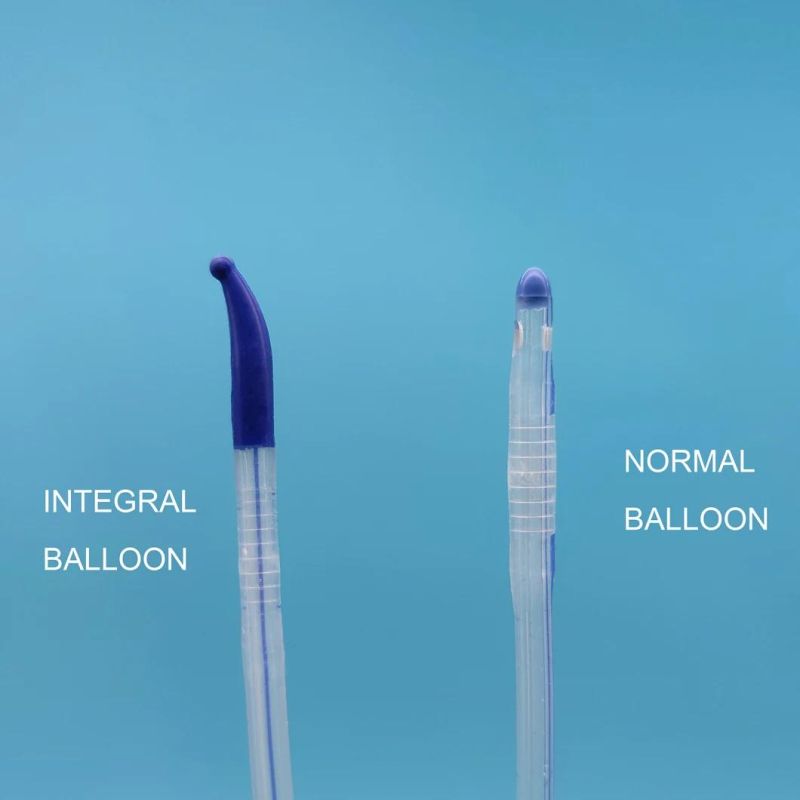 Silicone Foley Catheter with Unibal Integral Balloon Technology Integrated Flat Balloon Tiemann Tipped Urethral Use Men 2 Way