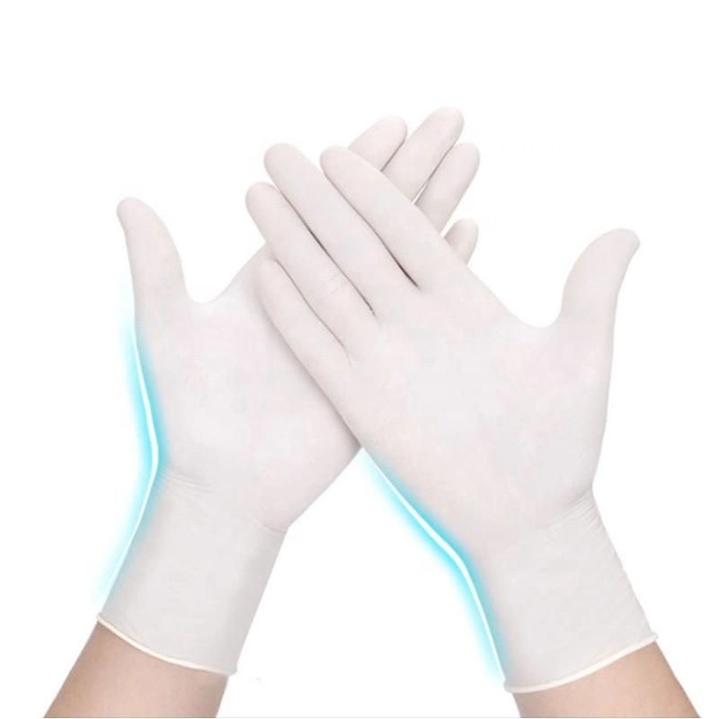 Disposable Milk White Rubber Latex Examination Gloves Powder Free Household