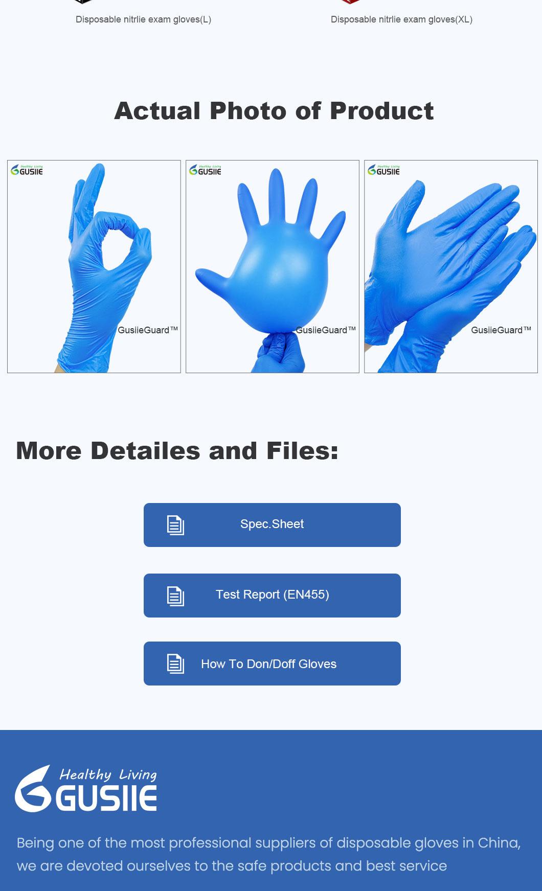 Disposable Black Nitrile Medical Examination Large Gloves