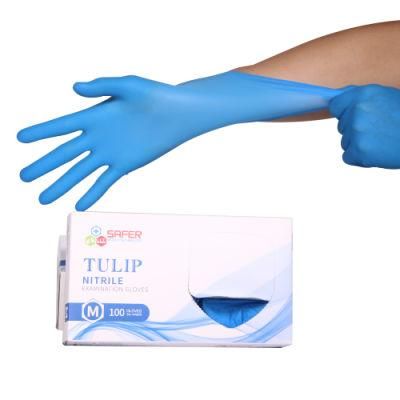 Blue Medical Disposable Nitrile Gloves with Powder Free