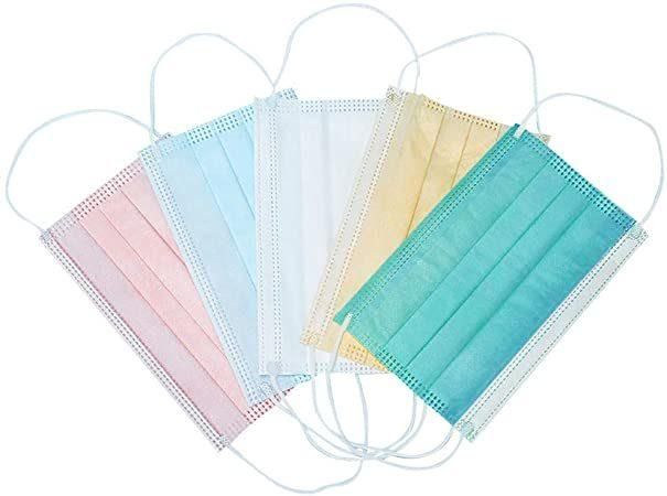 Kids Face Mask Disposable 3 Layer Colorful Dustproof Elastic Band Ear Loop with Node Clip Boys and Girls