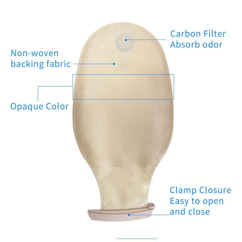 Ostomy Bag Open Pouch (clamp closure) Drainable 15-60mm Beige