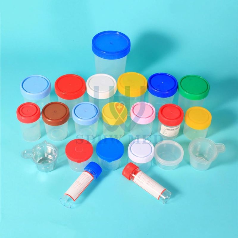 Disposable Medical 40ml 60ml Red Lid PP Urine Container/Hospital Stool Container
