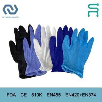 Multicolor 510K En455 Disposable Powder Free Nitrile Examination Gloves