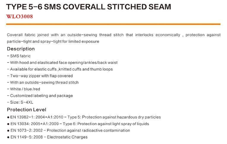 Flame Resistant Chemical Overalls Protection Clothing Suit Waterproof Disposable Safety Nonwoven Coverall