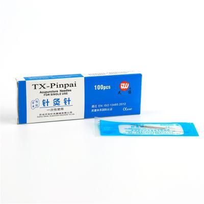 Plastic Bag Packing Disposable Sterile Silver Wire Spiral Handle Acupuncture Needles with Loop