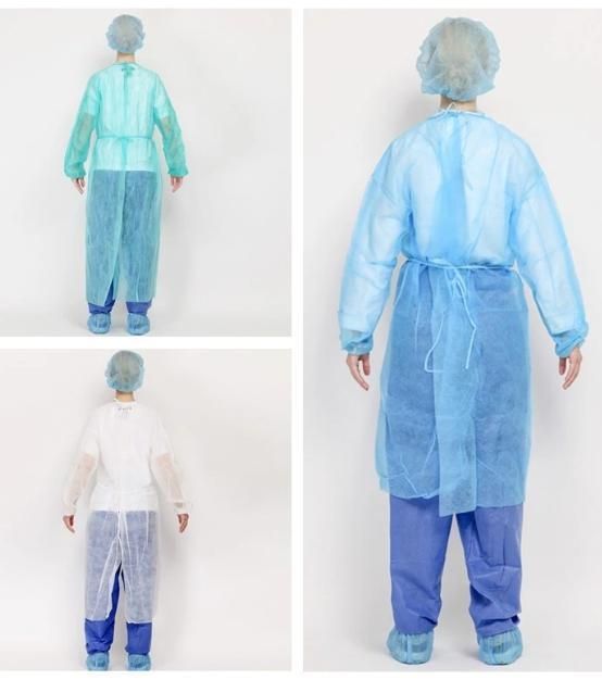 Disposable Non Woven Long Sleeve Protective Lab Coat with Collar