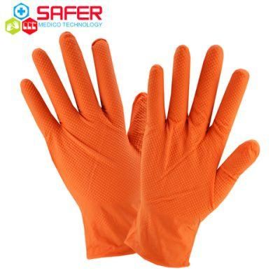 Orange Diamond Nitrile Gloves, Latex Free, Powder Free for Industrial