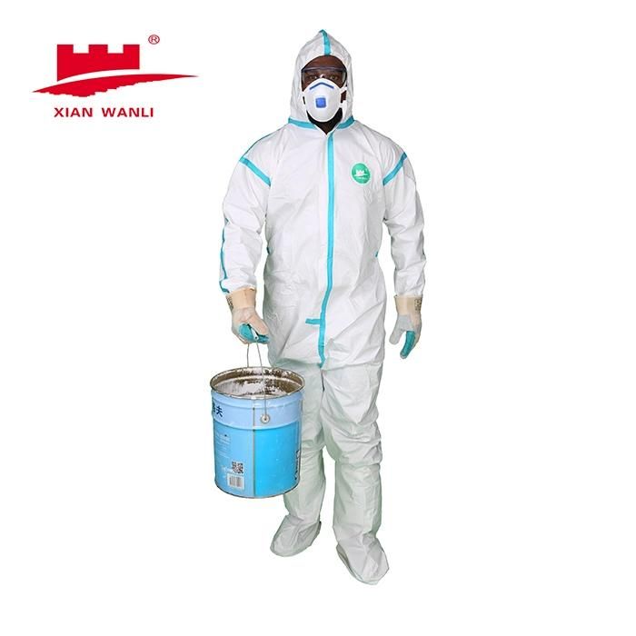 Hospital Isolation Gown Coveralls Disposable Suit Manufacturer with Tape