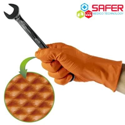 6 Mil Premium Orange Disposable Nitrile Gloves with Diamond Grip Powder-Free