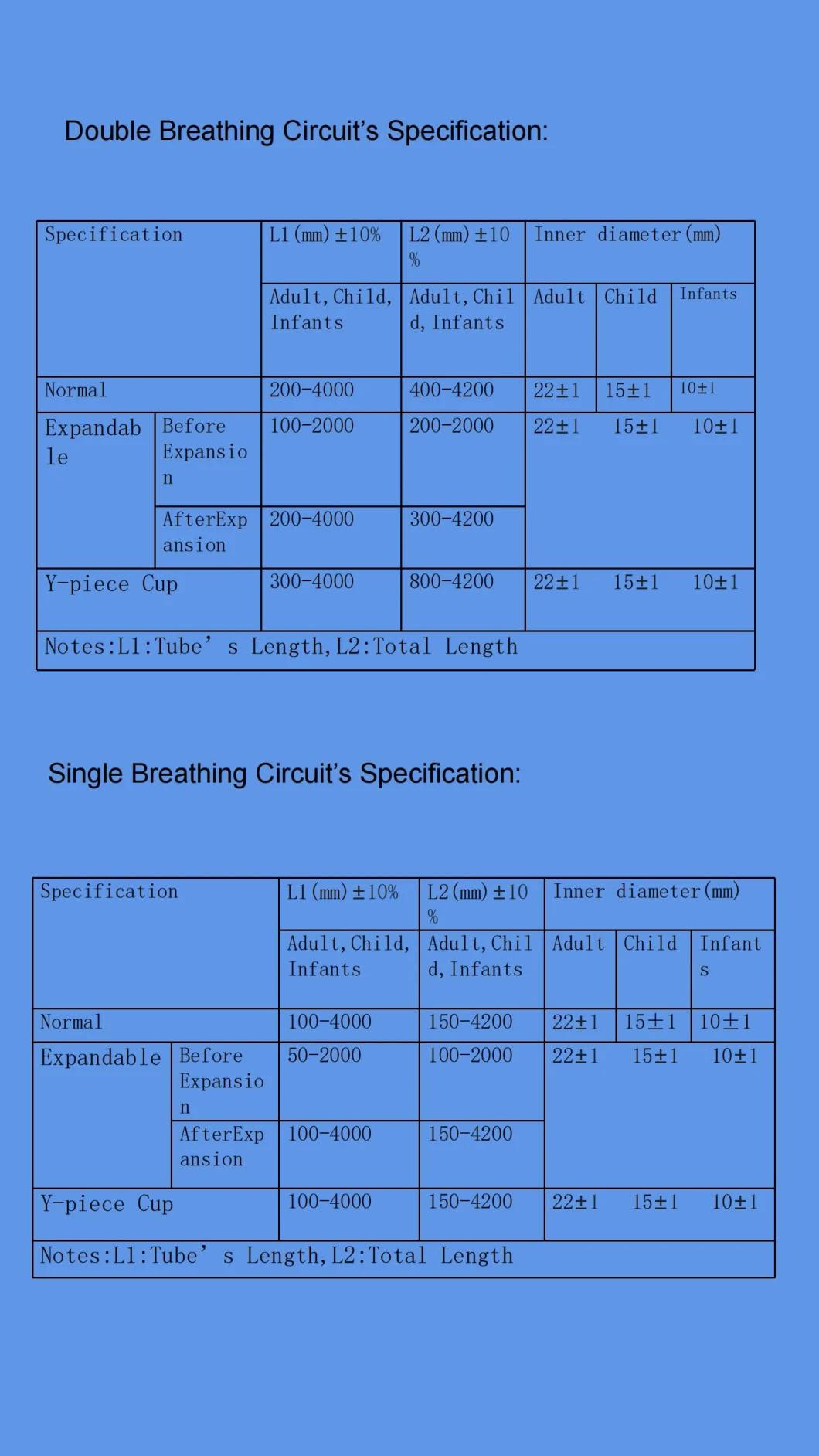 Disposable Smoothable Circuit Medical Y-Piece Cup Anesthesia Breathing Circuit