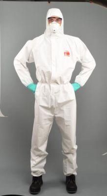 White PP and PE Coverall Without Shoe Cover Logo Printing