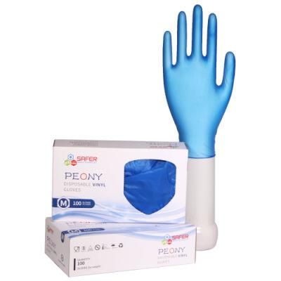 Vinyl Gloves with Powder Blue Examination with High Quality