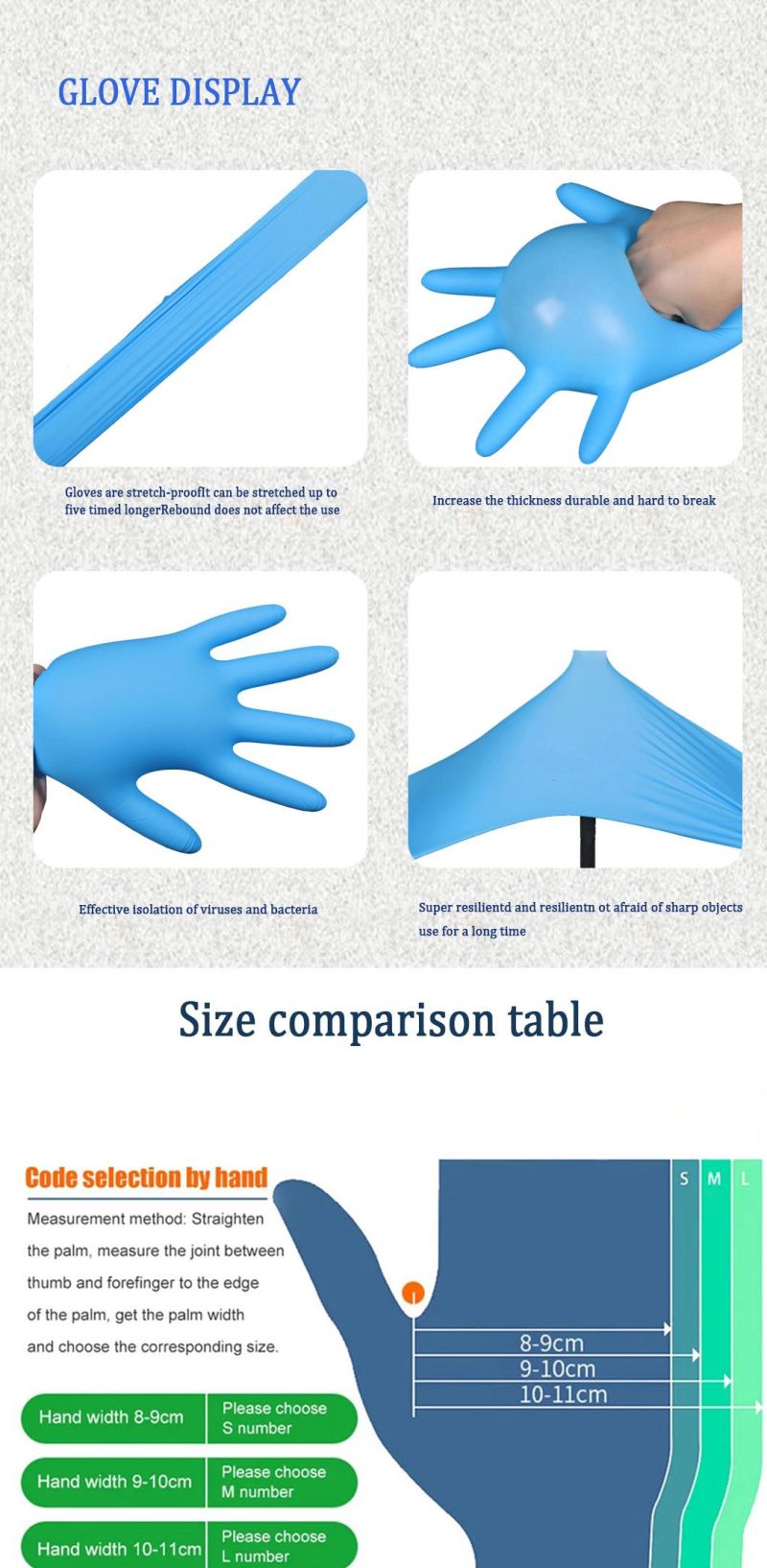 Black Nitrile Glove, Disposable Medical Examination Glove Blue Nitrile Glove, Nitrile Examination Large Gloves