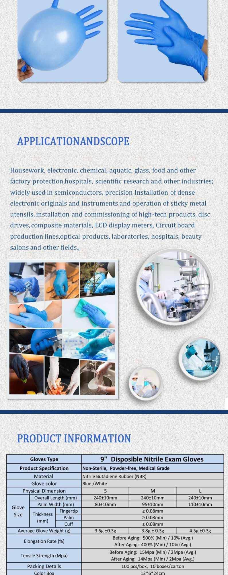 Black Nitrile Glove, Disposable Medical Examination Glove Blue Nitrile Glove, Nitrile Examination Large Gloves