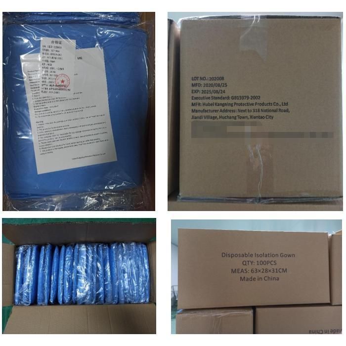 Disposable Non Woven SMS Medical Surgical Isolation Gown with Knitted Cuff
