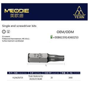 T25 25mm Single End Screwdriver Bits Hand Tool