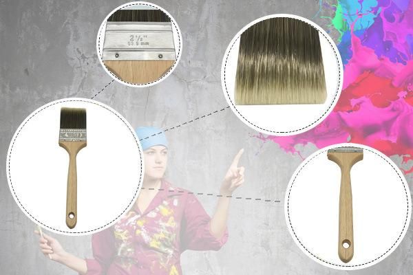 Filament Paint Brush Wooden Handle Soft Synthetic Filaments