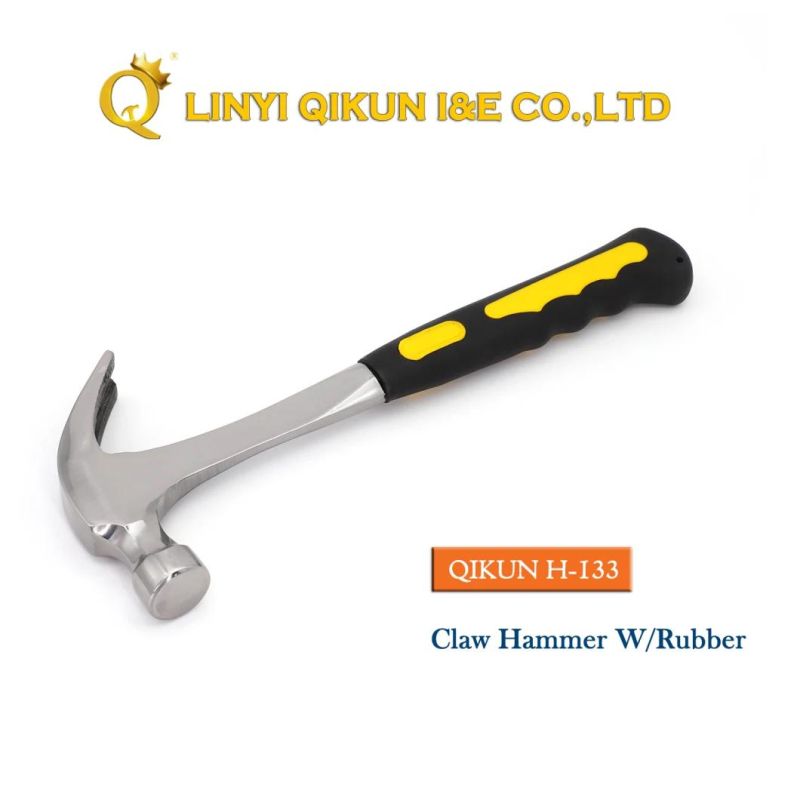 Hardware Construction Hand Tools Italy Type Claw Hammer with Half Painted Wooden Handle
