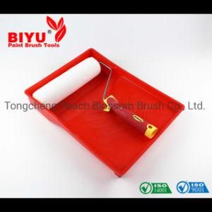 White Polyester Fiber Roller Red Rubber Handle Paint Roller Brush