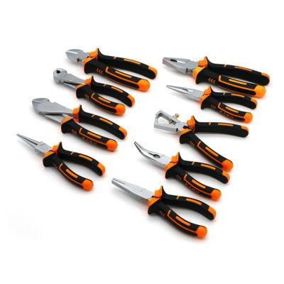 6&quot;, 7&quot;, 8&quot;, Made of Carbon Steel, Pearl-Nickel Plated, Nickel Plated PVC Handles, German Type, Bent Nose Pliers