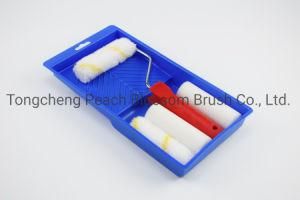 Colorful Stripes Red Plastic Handle Paint Roller Brush