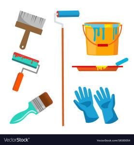 Wood Paint Brush, Synthetic Paint Brush, Flat Brush with Long Wooden Handle