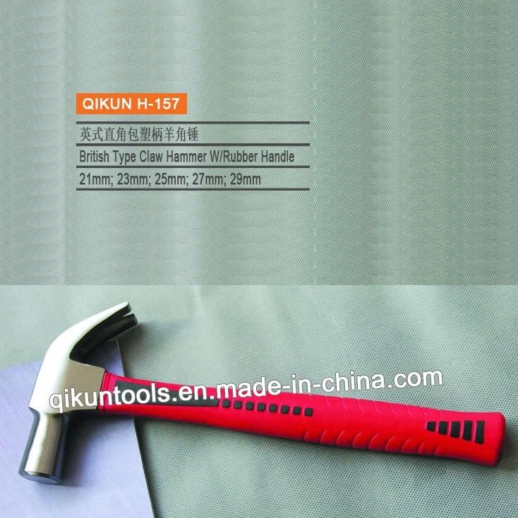 H-152 Construction Hardware Hand Tools Black Head Claw Hammer with Fiberglass Handle