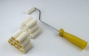 White Imitation Wool Roller Brush with Yellow Plastic Handle