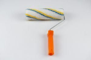Yellow and Blue Strip Roller Brush with Orange Plastic Handle