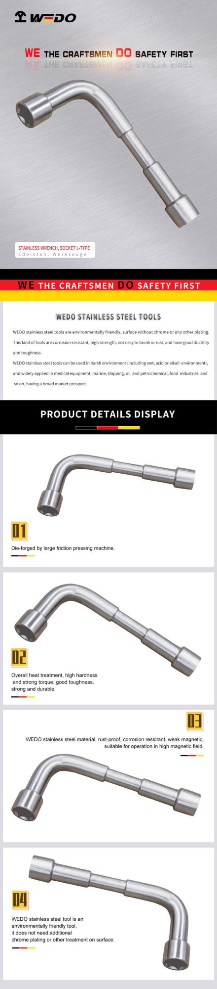 Wedo Professional Stainless Steel L-Type Socket Wrench